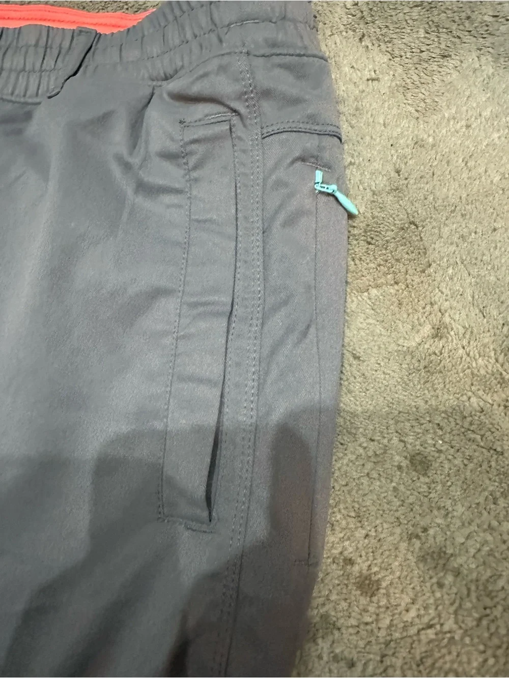 Birddogs Coral Red Athletic Shorts with Gray Waistband